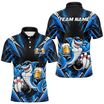 Maxcorners Custom Funny Beer Shark Bowling Shirts For Men, Bowling Team Jersey Bowling Tournament