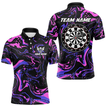 Maxcorners Pink-Purple Pattern Darts Team Jerseys Dart Shirts For Men Dart Tournament Polo & 1/4 Zip LM1501