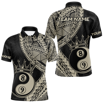 Maxcorners Custom Yin Yang 8 Ball 9 Ball Tribal Billiard Shirts for Men Billiard Team Jerseys Billiard League LM1307