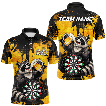 Maxcorners Custom Funny Beer Raccoon Darts Shirt for Men Darts Team Jerseys Polo & 1/4 Zip Dart LeagueMaxcorners Custom Funny Beer Raccoon Darts Shirt for Men Darts Team Jerseys Polo & 1/4 Zip Dart League LM0510