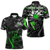 Maxcorners Custom Green Cobra Snake Bowling Jersey for Men Bowling Team Shirts Bowling Uniform Polo & 1/4 Zip MT0111