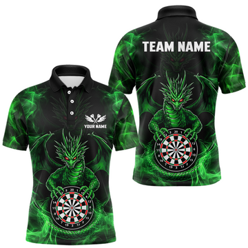 Maxcorners Custom Green Dragon Darts Board Dart Shirts For Men Darts Team Jerseys Polo & 1/4 Zip LM1104