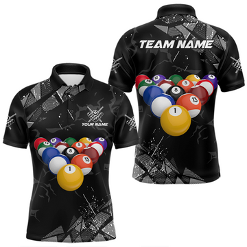 Maxcorners Custom Balls Billiard Shirts for Men Billiard League Billiard Team Shirts Polo & 1/4 Zip
