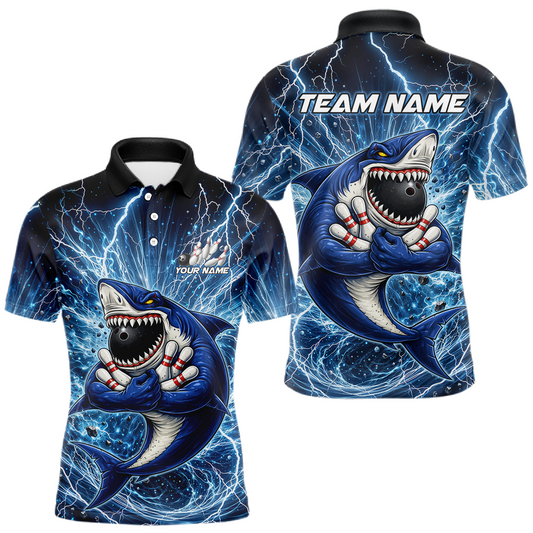 Maxcorners Custom Flame Shake Bowling Jersey for Men Polo & 1/4 Zip Bowling Team Shirts LM2602