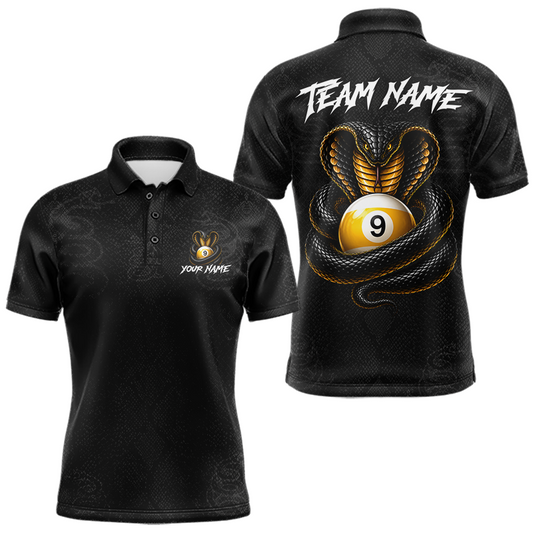 Maxcorners Custom Cobra Snake 9 Ball Billiard Shirts for Men Billiard Team Jerseys Billiard League