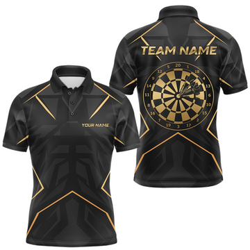 Maxcorners Custom Black Gold Dartboard Shirts Dart Shirt for Men Dart Team Jersey Dart League LM1005