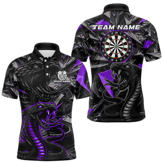 Maxcorners Purple Custom Cobra Snake Dart Shirts for Men Dart Team Jersey Dartboard Gifts Polo & 1/4 Zip LM1903