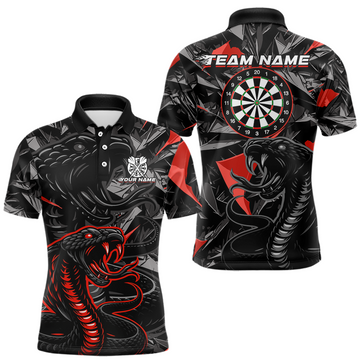 Maxcorners Red Custom Cobra Snake Dart Shirts for Men Dart Team Jersey Dartboard Gifts Polo & 1/4 Zip LM1903
