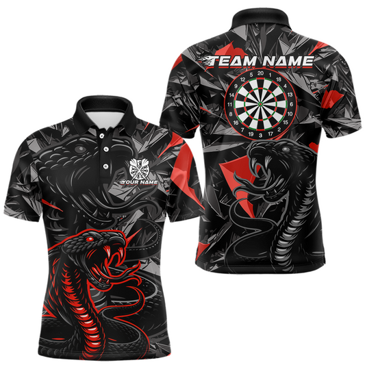 Maxcorners Red Custom Cobra Snake Dart Shirts for Men Dart Team Jersey Dartboard Gifts Polo & 1/4 Zip LM1903