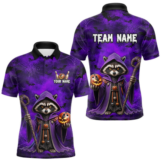 Maxcorners Custom Raccoon Wizard Bowling Jersey for Men Bowling Team Shirts Halloween Bowling League