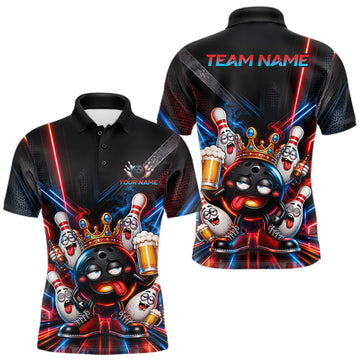 Maxcorners Custom Neon Funny Drunk Bowling Ball and Pins, Bowling Team Jersey Bowling Shirts for Men