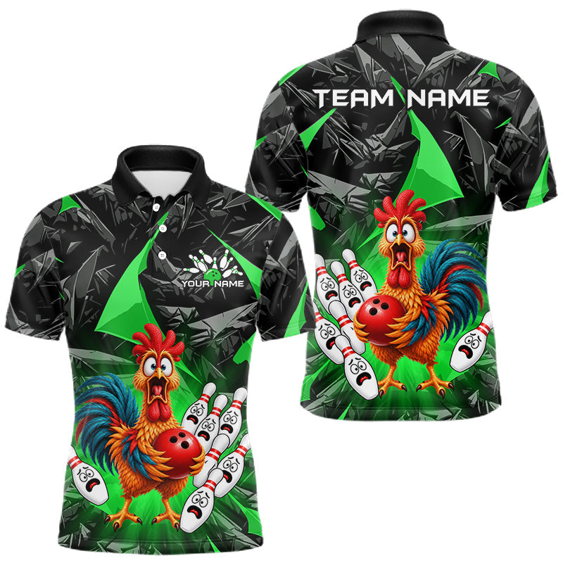 Maxcorners Custom Green Chicken Bowling Jerseys For Men Bowling Team Jerseys Bowling for Bowlers
