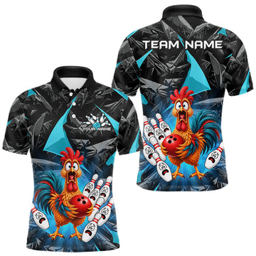 Maxcorners Custom Turquoise Chicken Bowling Jerseys For Men Bowling Team Jerseys Bowling for Bowlers