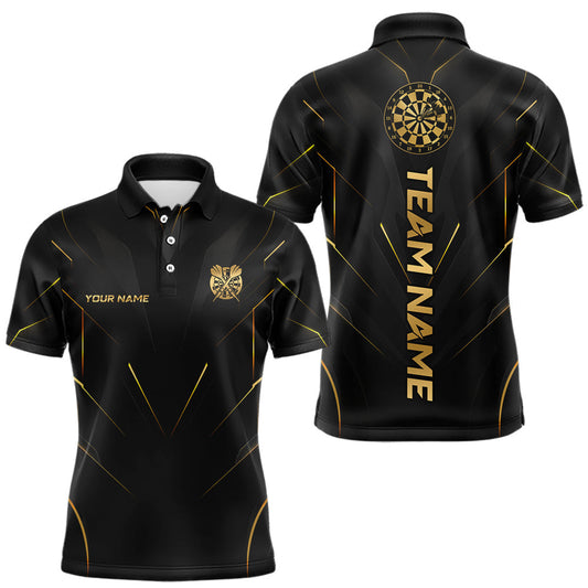 Maxcorners Black and Gold Dartboard Custom Darts Shirt for Men Darts Team Jerseys Dartboard Shirt LM0410