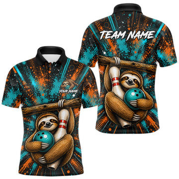 Maxcorners Custom Funny Sloth Bowling Team Shirt for Men, Bowling Jersey, Bowling League LM2607