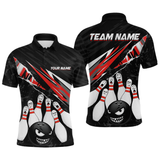 Maxcorners Custom Red Funny Bowling Jersey for Men Bowling Uniform Polo & 1/4 Zip Bowling Team Shirts TU1410