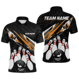 Maxcorners Custom Orange Funny Bowling Jersey for Men Bowling Uniform Polo & 1/4 Zip Bowling Team LM1610