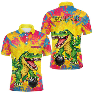 Maxcorners Custom Graffiti Alligator Bowling Jersey for Men Bowling Shirts for Team Bowling League LM2709