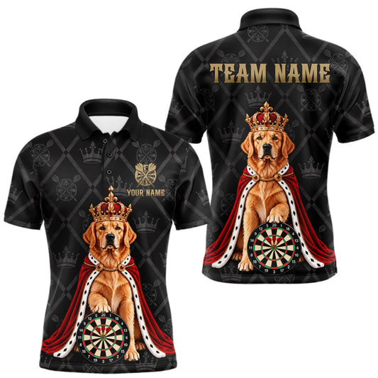 Maxcorners Custom Funny Crown Golden Retriever Dart Team Shirts for Men Dartboard League Jerseys LM2709