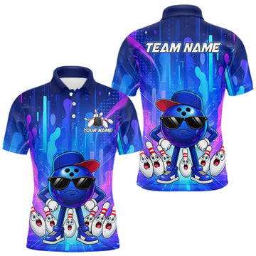 Maxcorners Funny Bowling Pins Ball Custom Bowling Team Shirts for Bowler Bowling Jerseys for Men LM0409