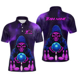 Maxcorners Custom Purple Grim Reaper Bowling Jersey for Men Bowling Team Shirts Polo & 1/4 Zip LM1610