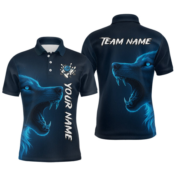 Maxcorners Custom Wolf Bowling Jersey for Men Polo & 1/4 Zip Bowling Team Shirts Bowling League MT1511