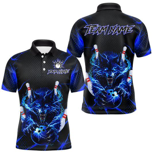 Maxcorners Custom Funny Dog Bowling Jersey for Men Bowling Uniform Polo &1/4 Zip Bowling Team Shirts