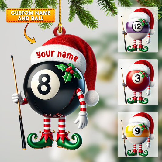 Maxcorners Billiard Santa Ball Christmas Ornament, Personalized Ornament 2D Flat LM2211