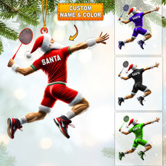 Maxcorners Santa Badminton Christmas Ornament, Personalized Ornament 2D Flat LM2211