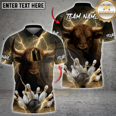 Maxcorners Bowling Lightning Bull Multicolor Customized Name, Team Name 3D Shirts