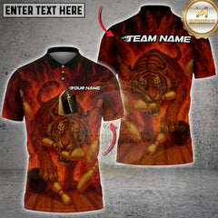 Maxcorners Bowling Blazing Strike Tiger Multicolor Customized Name, Team Name 3D Shirts