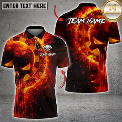 Maxcorners Darts Flaming Skull Dartboard Multicolor Customized Name, Team Name 3D Shirt