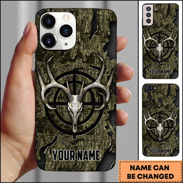 Maxcorners Deer Hunting Skull Antler Camo Target Personalized Name 3D Phone Case