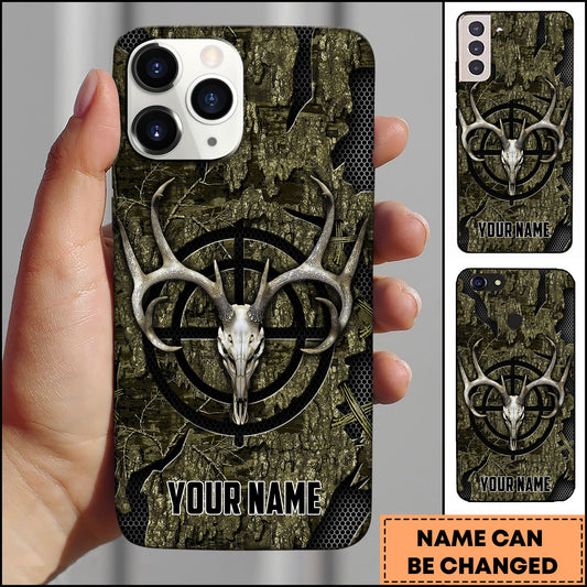 Maxcorners Deer Hunting Skull Antler Camo Target Personalized Name 3D Phone Case