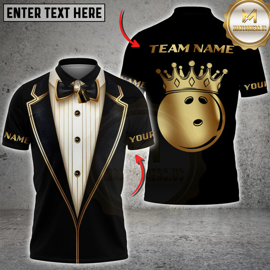 Maxcorners Bowling Luxury Tuxedo Crown Ball Personalized Name 3D Unisex Shirt