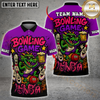 Maxcorners Bowling And Pins Cartoon Dragon Customized Name, Team Name 3D Shirt (4 Colors)