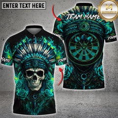 Maxcorners Darts Skull Feather Headdress Fire Dartboard Multicolor Customized Name, Team Name 3D Shirts