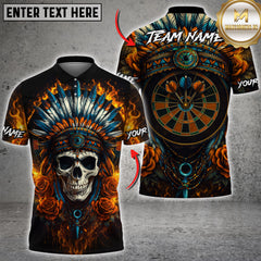 Maxcorners Darts Skull Feather Headdress Fire Dartboard Multicolor Customized Name, Team Name 3D Shirts