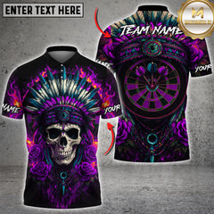 Maxcorners Darts Skull Feather Headdress Fire Dartboard Multicolor Customized Name, Team Name 3D Shirts