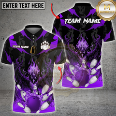 Maxcorners Bowling Fire Dragon Pins Explosion Multicolor Customized Name, Team Name 3D Shirts