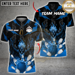 Maxcorners Bowling Fire Dragon Pins Explosion Multicolor Customized Name, Team Name 3D Shirts