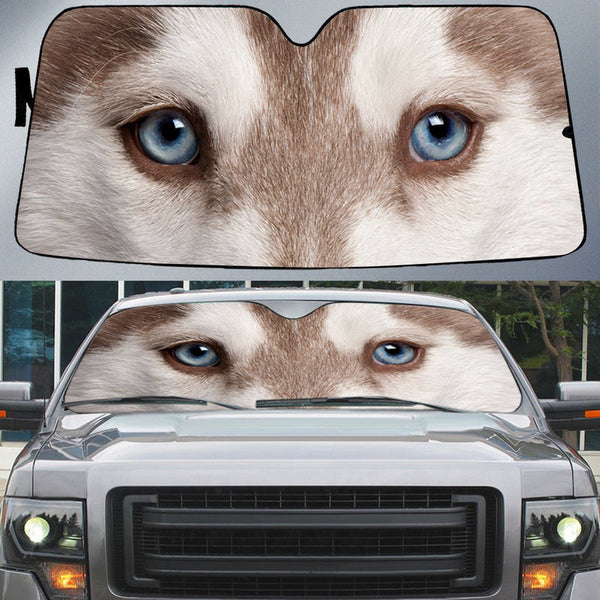 Maxcorners Brown Alaskan Husky's Eyes Beautiful Dog Eyes Car Sun Shade Cover Auto Windshield