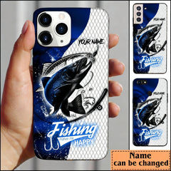 Maxcorners Trout Fishing Dark Blue Skin Sport Personalized Name Phone Case LM1812