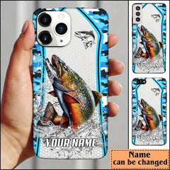 Maxcorners Trout Fishing Light Blue Camo Sport Personalized Name Phone Case LM1812