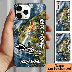 Maxcorners Bass Fishing Skin Seawave Personalized Name Phone Case LM1812