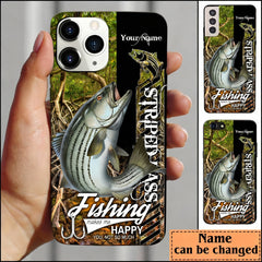 Maxcorners Striped Bass Fishing Jungle Camo Personalized Name Phone Case LM1812