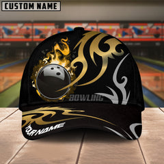 Maxcorners Bowling Flame Premium Pattern Multicolor Personalized Name 3D Cap