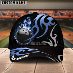 Maxcorners Bowling Flame Premium Pattern Multicolor Personalized Name 3D Cap