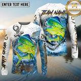 Maxcorners Mahi-Mahi Fishing Anchor Ocean Pattern Pattern Sport Jersey Personalized Name, Team Name Long Sleeve Shirt
