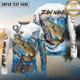 Maxcorners Pike Fishing Anchor Ocean Pattern Pattern Sport Jersey Personalized Name, Team Name Long Sleeve Shirt